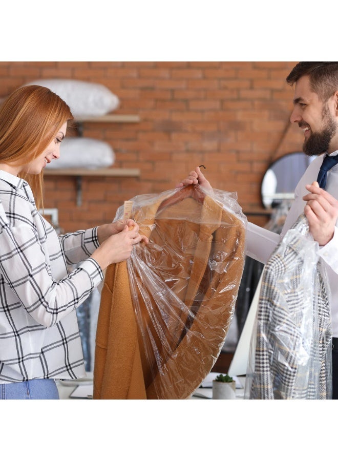 20 حزمة أكياس الملابس لملابس معلقة أكياس الملابس البلاستيكية ملابس واضحة تغطي أكياس المنظف الجاف معلقة أكياس الملابس المضادة للغبار للمنظفة الجافة ، التخزين المنزلي ، السفر (60x90 سم) - Image 2